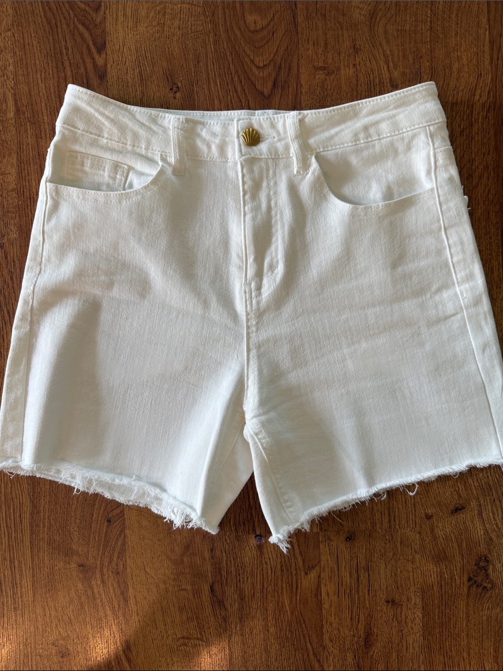 Oat New York White Frayed Hem Denim Shorts Size 4 /27